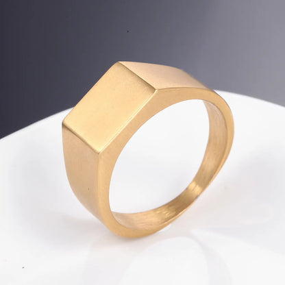 Simple Style Square Titanium Steel Polishing None 18K Gold Plated Men'S Rings