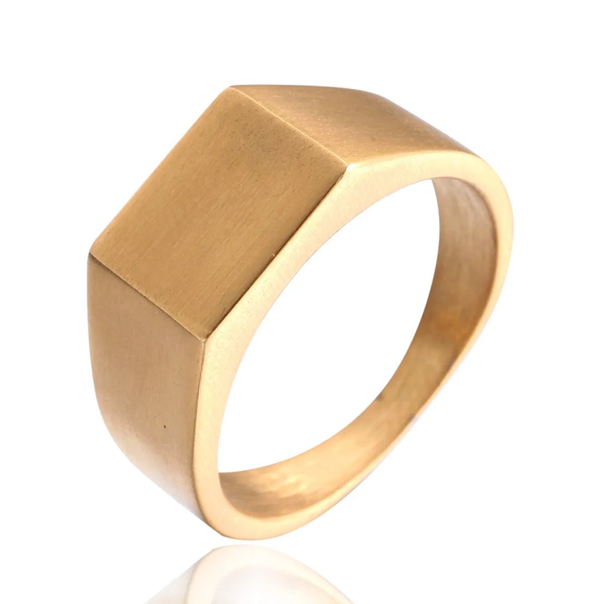 Simple Style Square Titanium Steel Polishing None 18K Gold Plated Men'S Rings