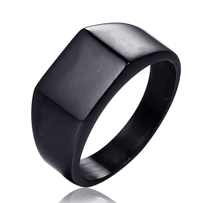 Simple Style Square Titanium Steel Polishing None 18K Gold Plated Men'S Rings