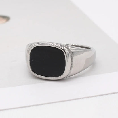 Wholesale Simple Style Square Titanium Steel Shell Rings