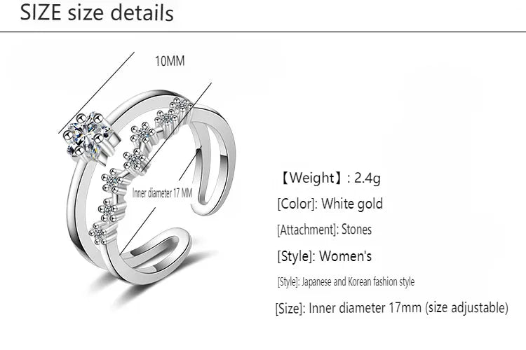 Wholesale Simple Style Star Copper Inlay White Gold Plated Zircon Open Rings