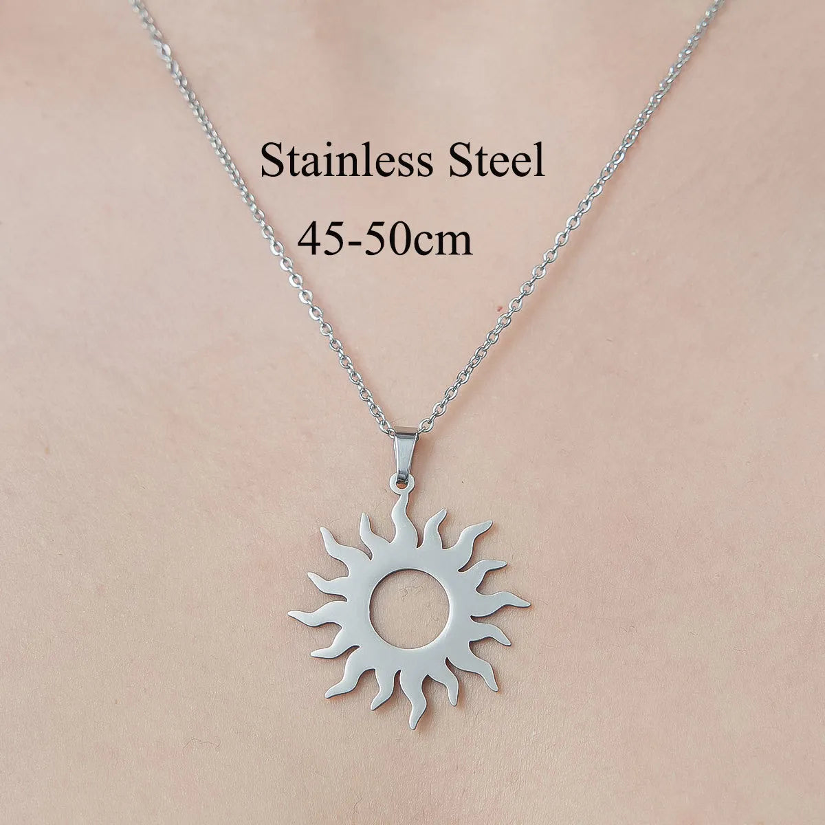 201 Stainless Steel Simple Style Polishing Plating Star Heart Shape Flower Pendant Necklace