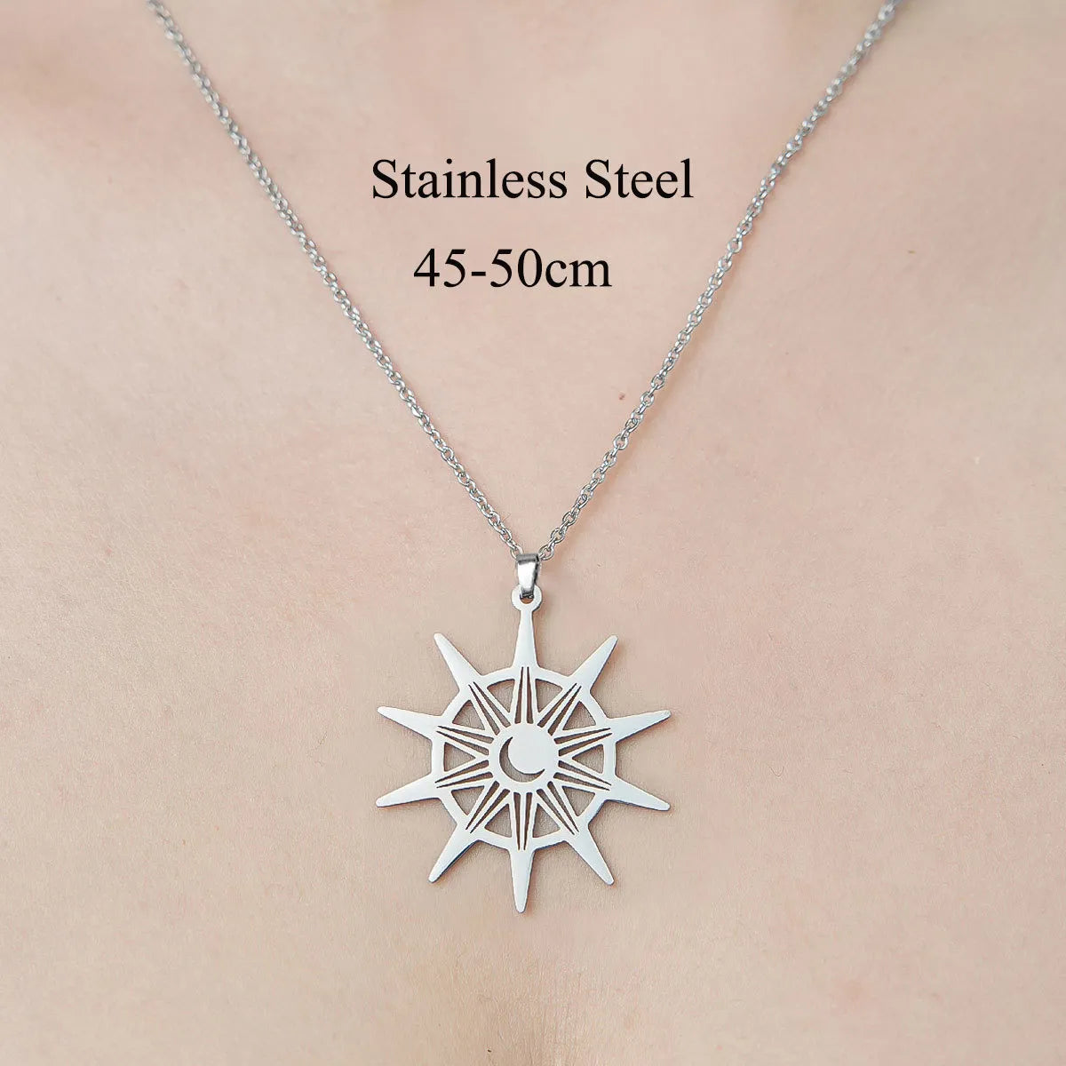 201 Stainless Steel Simple Style Polishing Plating Star Heart Shape Flower Pendant Necklace