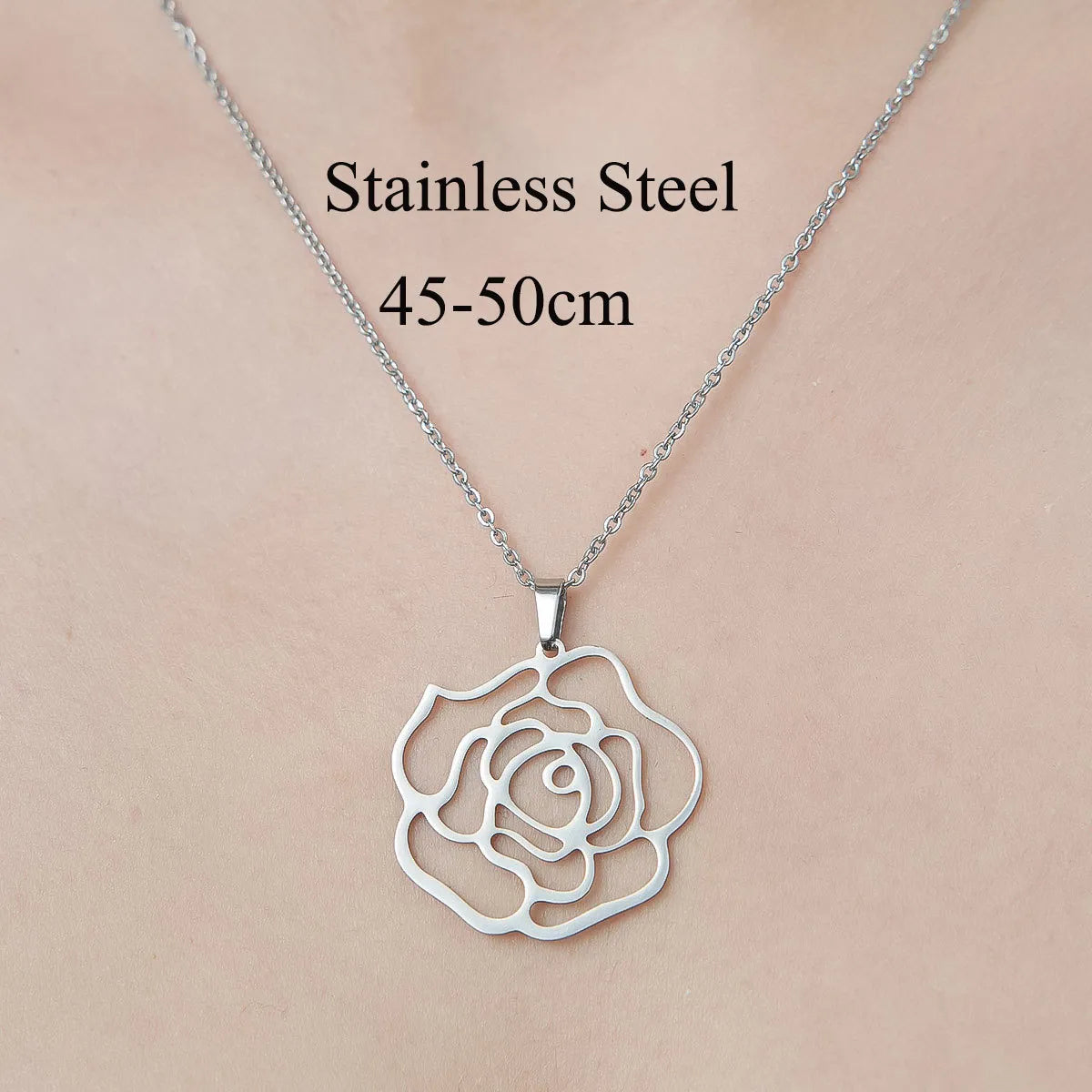 201 Stainless Steel Simple Style Polishing Plating Star Heart Shape Flower Pendant Necklace