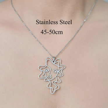 201 Stainless Steel Simple Style Polishing Plating Star Heart Shape Flower Pendant Necklace