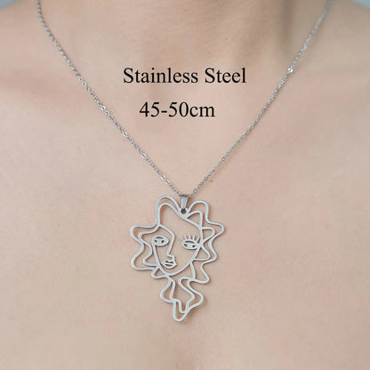 201 Stainless Steel Simple Style Polishing Plating Star Heart Shape Flower Pendant Necklace