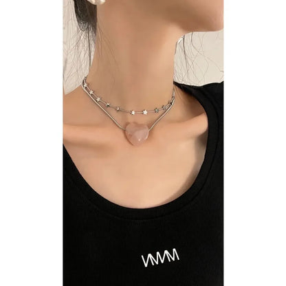 Wholesale Simple Style Star Heart Shape Stainless Steel Necklace