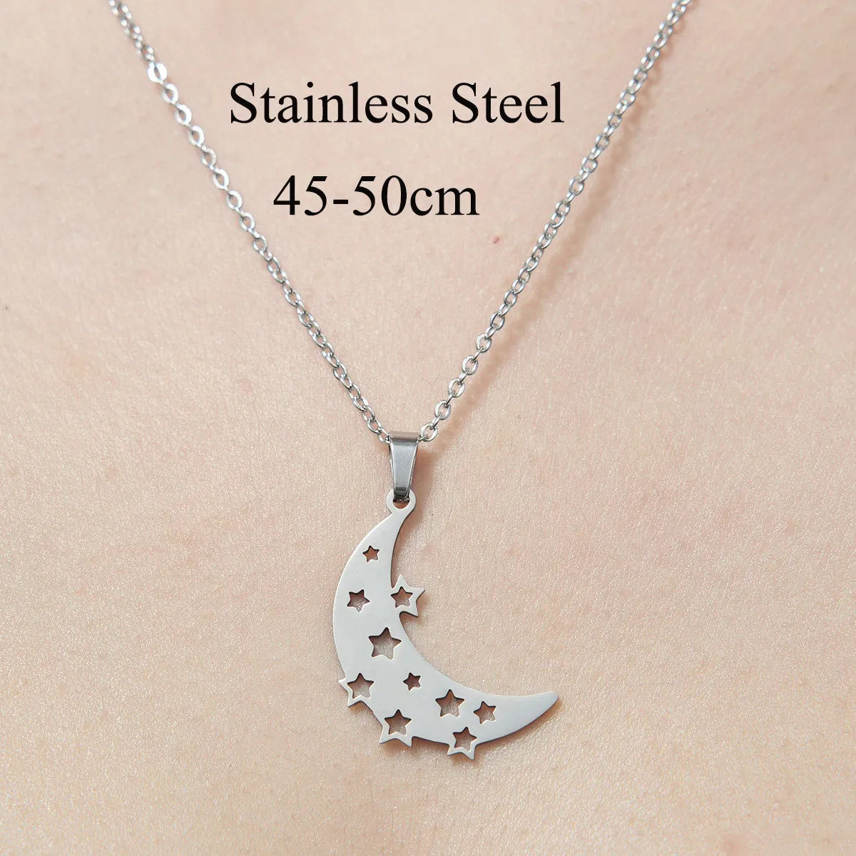 201 Stainless Steel Simple Style Polishing Plating Star Moon Mushroom Pendant Necklace