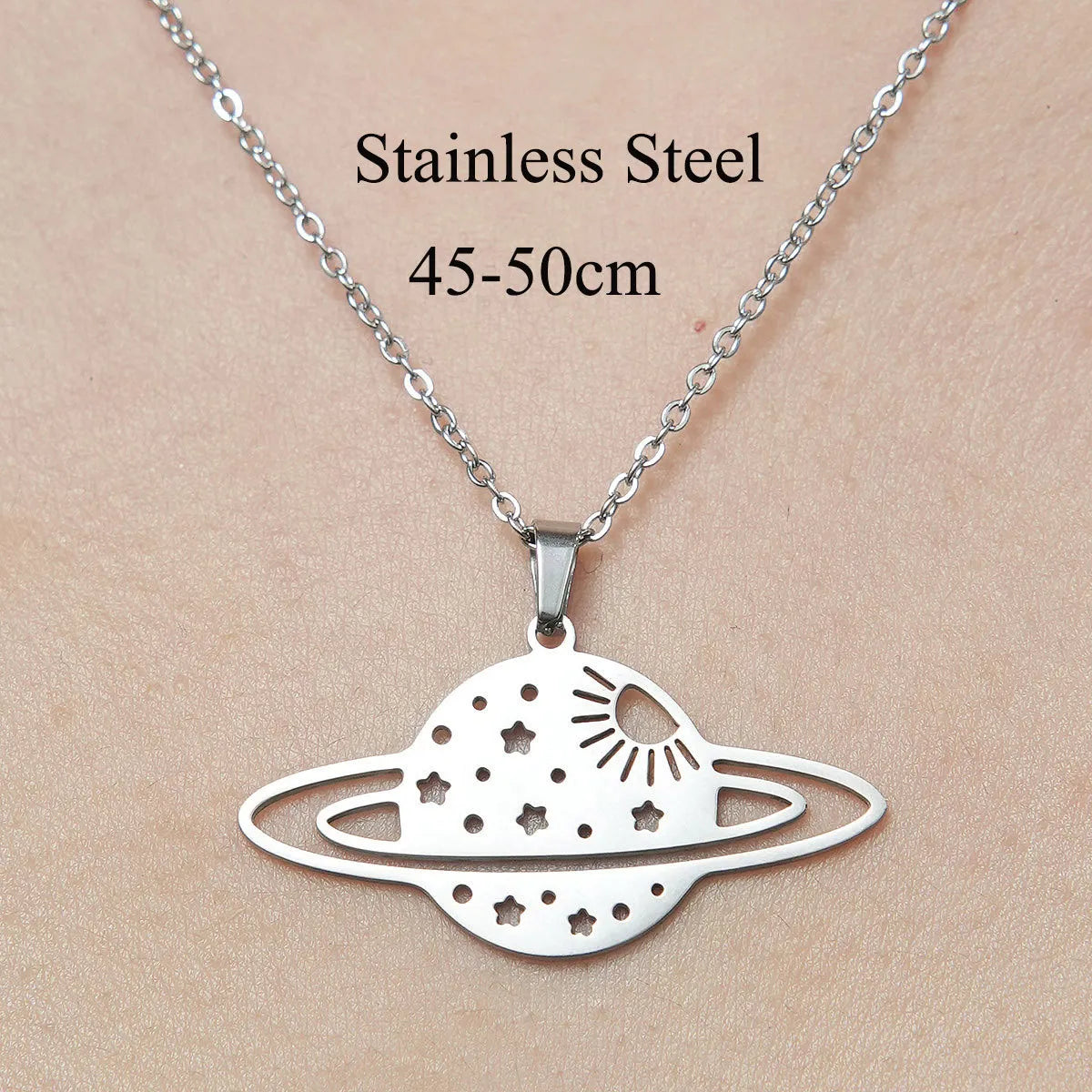 201 Stainless Steel Simple Style Polishing Plating Star Moon Mushroom Pendant Necklace