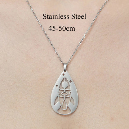 201 Stainless Steel Simple Style Polishing Plating Star Moon Mushroom Pendant Necklace