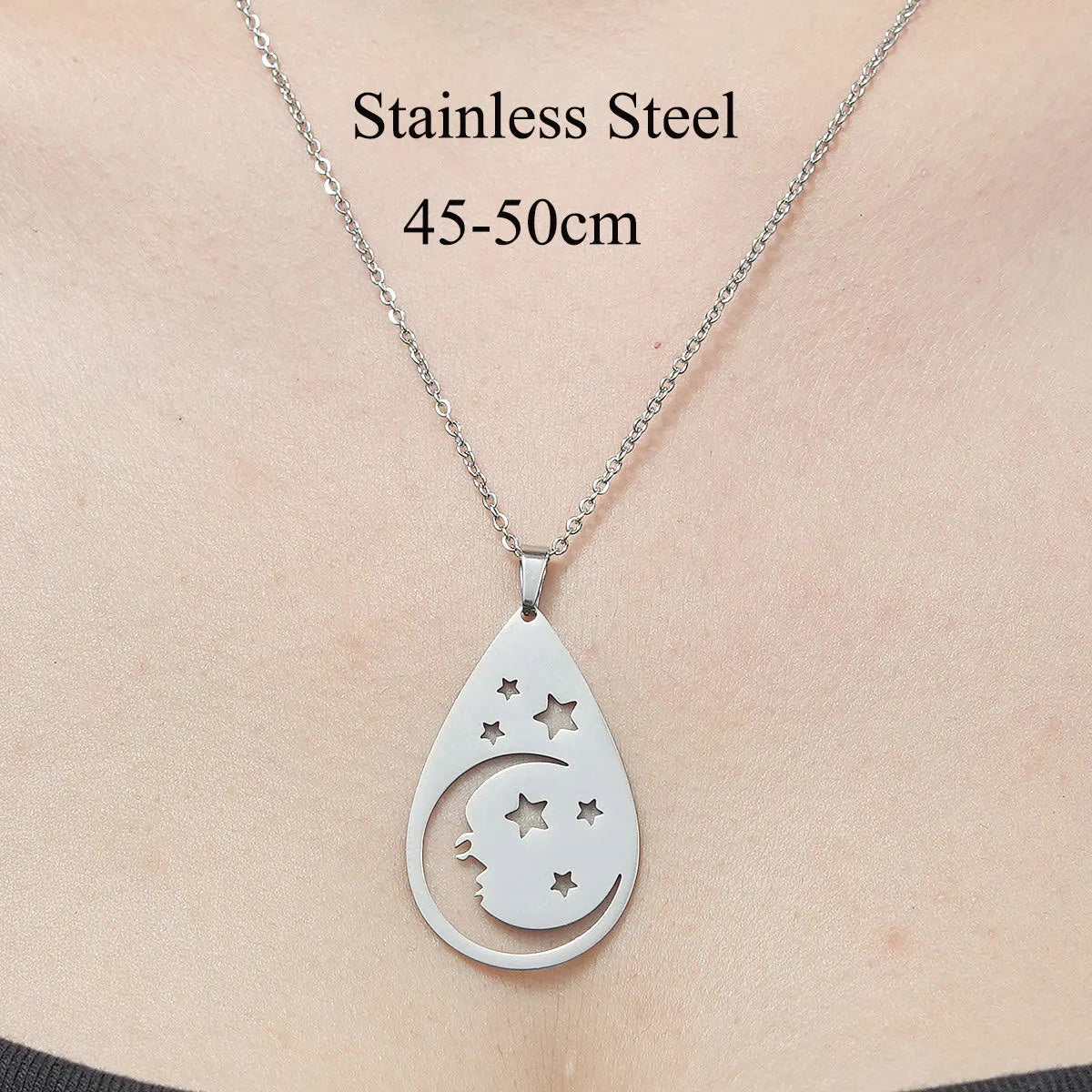 201 Stainless Steel Simple Style Polishing Plating Star Moon Mushroom Pendant Necklace