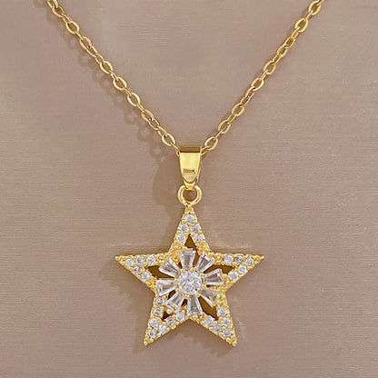 Titanium Steel Copper Simple Style Plating Inlay Star Artificial Gemstones Earrings Necklace