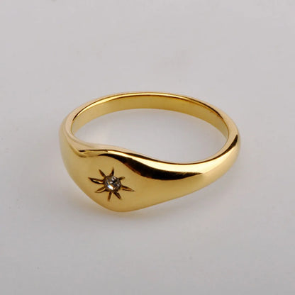 Simple Style Star Titanium Steel Plating Inlay Rhinestones Rings