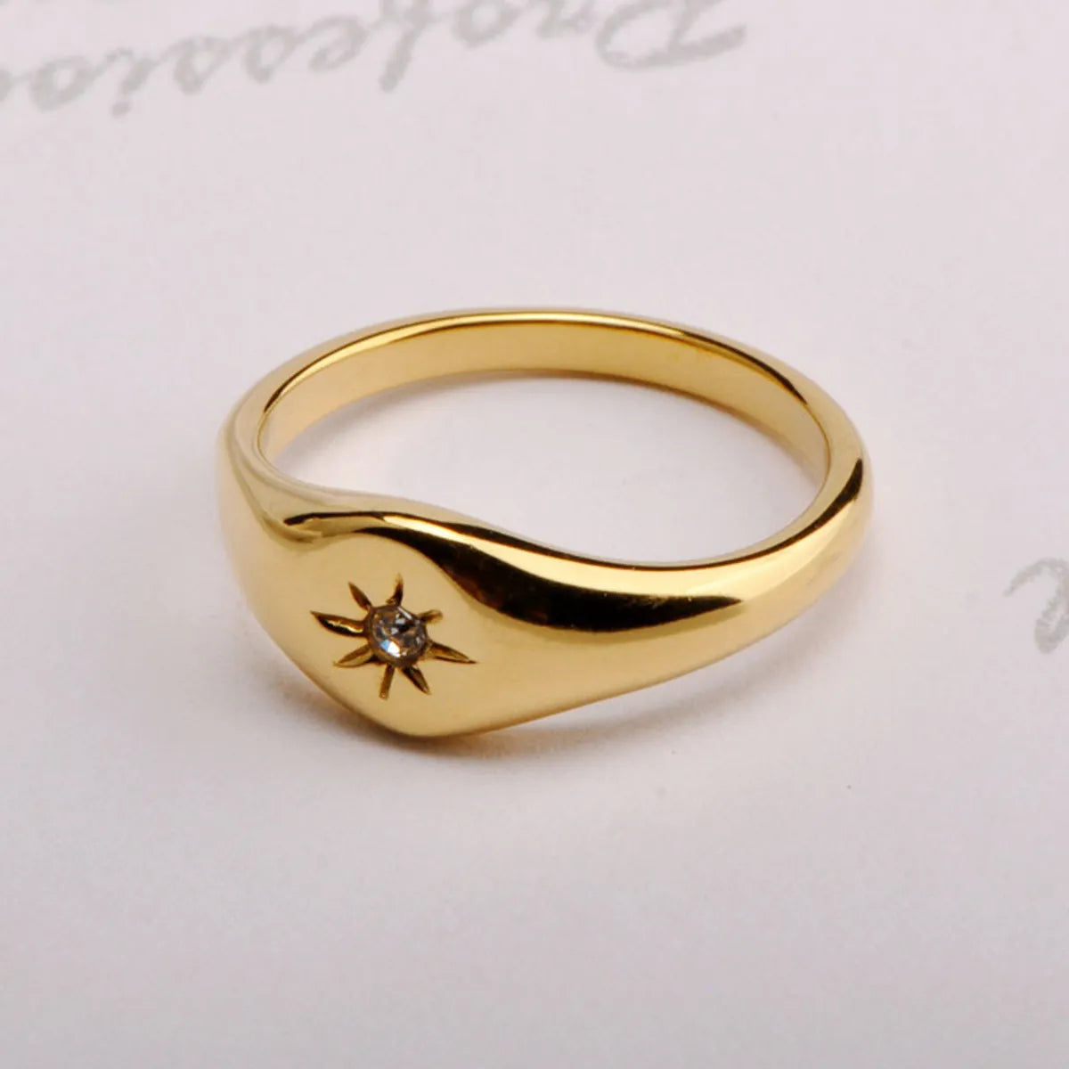 Simple Style Star Titanium Steel Plating Inlay Rhinestones Rings