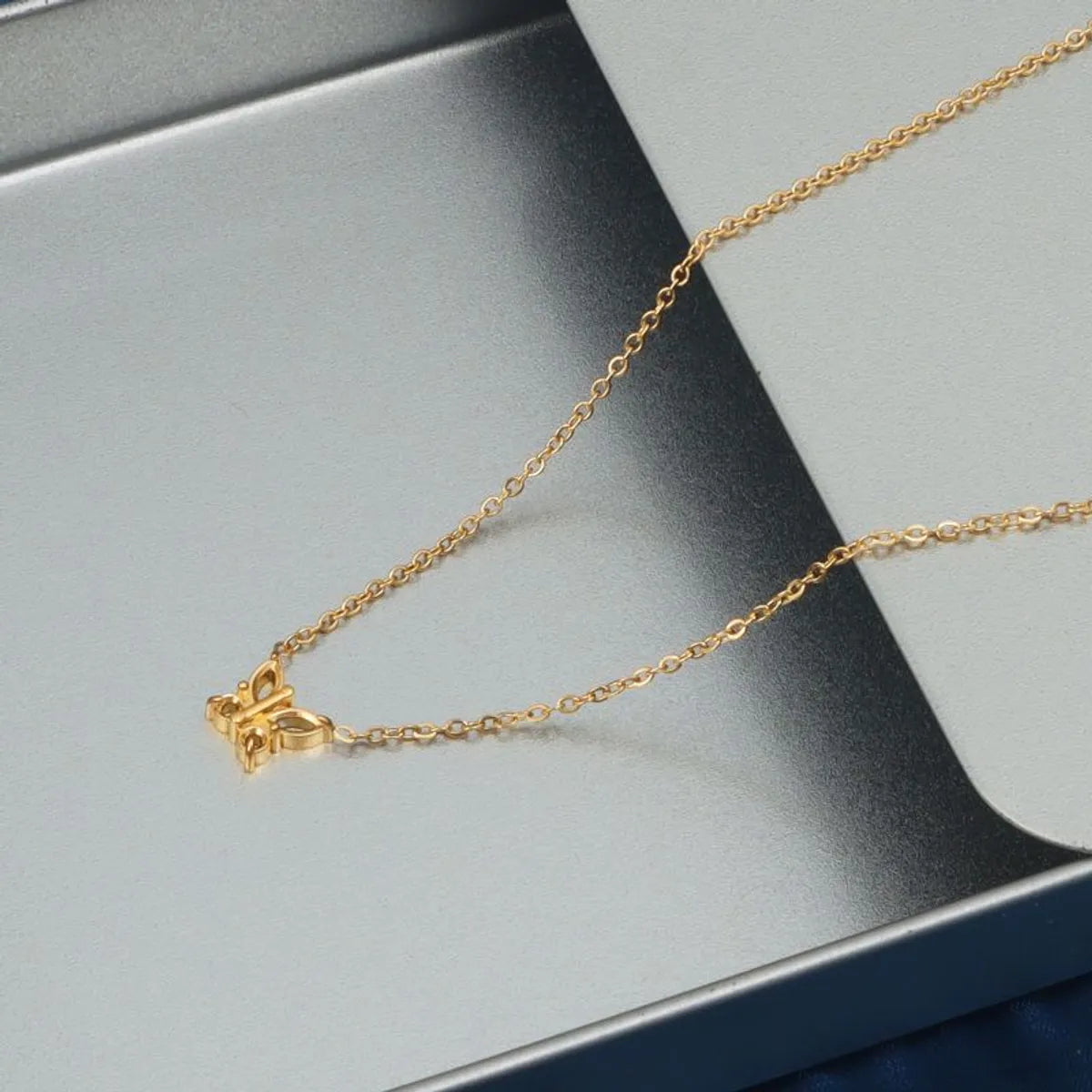 Wholesale Simple Style Streetwear Butterfly Stainless Steel Plating 18k Gold Plated Pendant Necklace