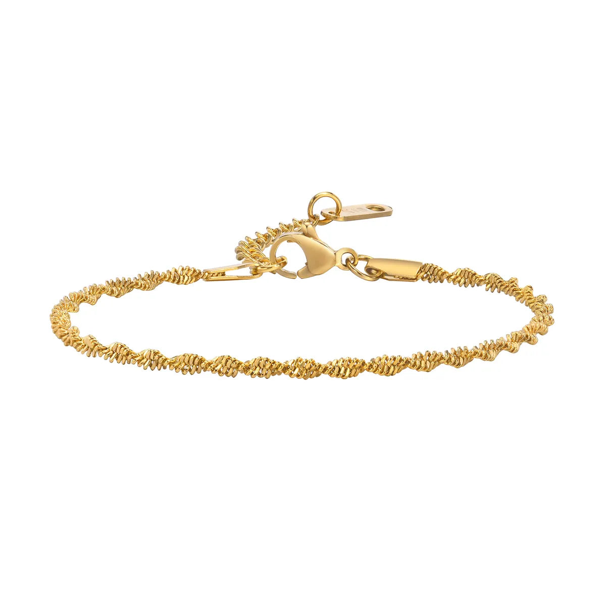 Simple Style Streetwear Spiral Stripe Stainless Steel Plating 18k Gold Plated Bracelets