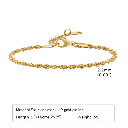 Simple Style Streetwear Spiral Stripe Stainless Steel Plating 18k Gold Plated Bracelets