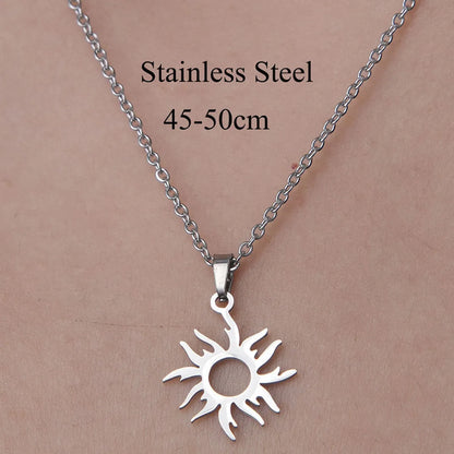 201 Stainless Steel Simple Style Polishing Plating Sun Star Moon Pendant Necklace