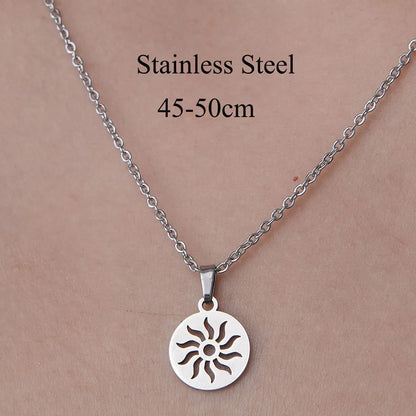 201 Stainless Steel Simple Style Polishing Plating Sun Star Moon Pendant Necklace