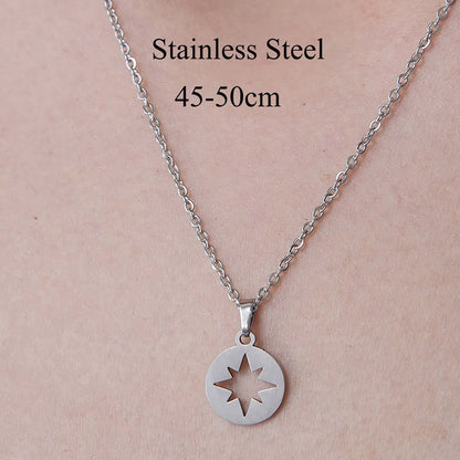 201 Stainless Steel Simple Style Polishing Plating Sun Star Moon Pendant Necklace