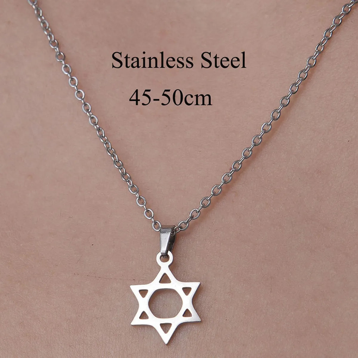 201 Stainless Steel Simple Style Polishing Plating Sun Star Moon Pendant Necklace