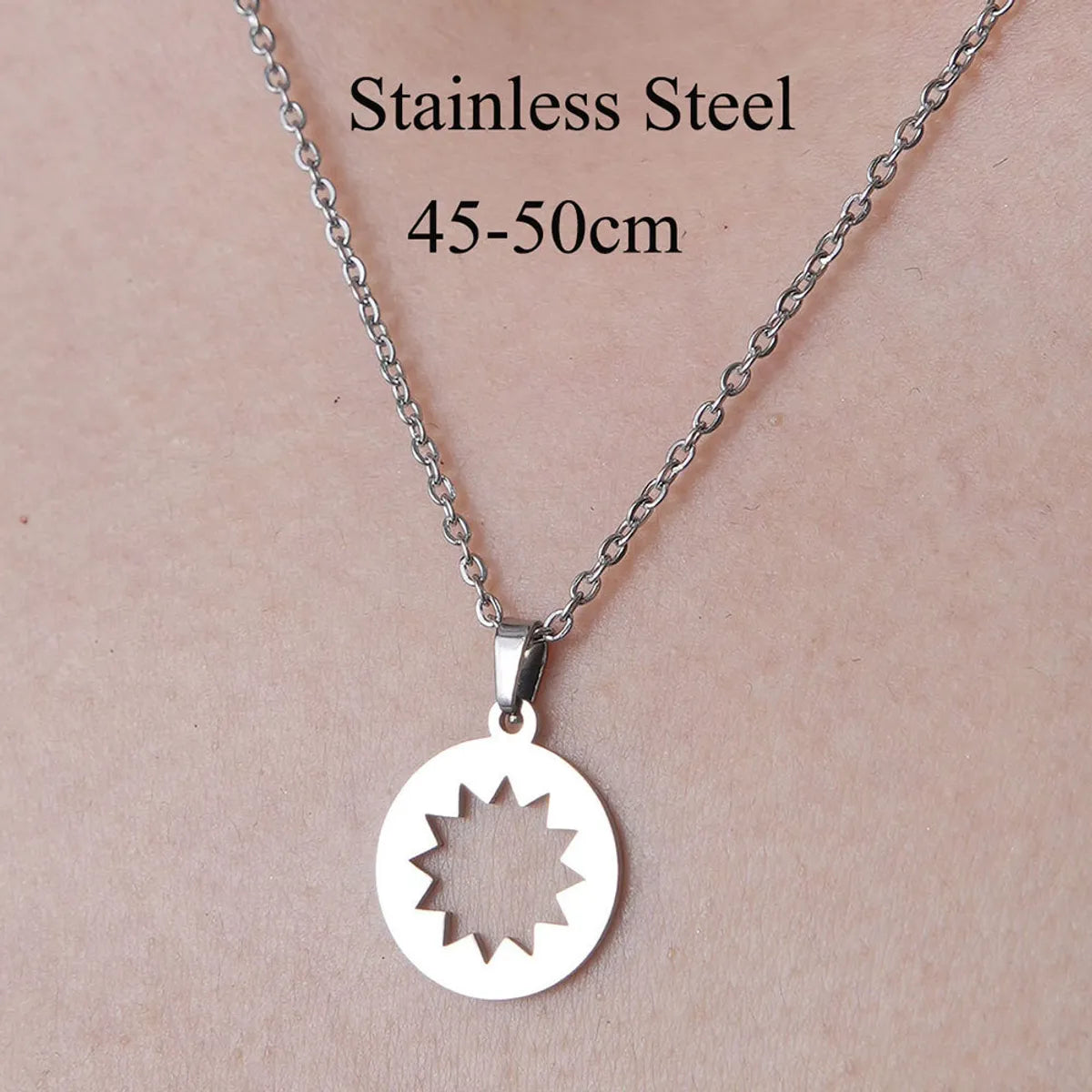 201 Stainless Steel Simple Style Polishing Plating Sun Star Moon Pendant Necklace