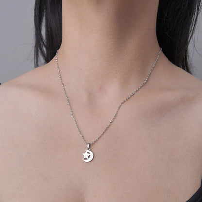 201 Stainless Steel Simple Style Polishing Plating Sun Star Moon Pendant Necklace