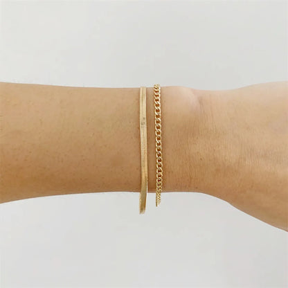 Wholesale Simple Style U Shape Stainless Steel Plating Chain 14k Gold Plated Bracelets