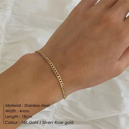 Wholesale Simple Style U Shape Stainless Steel Plating Chain 14k Gold Plated Bracelets