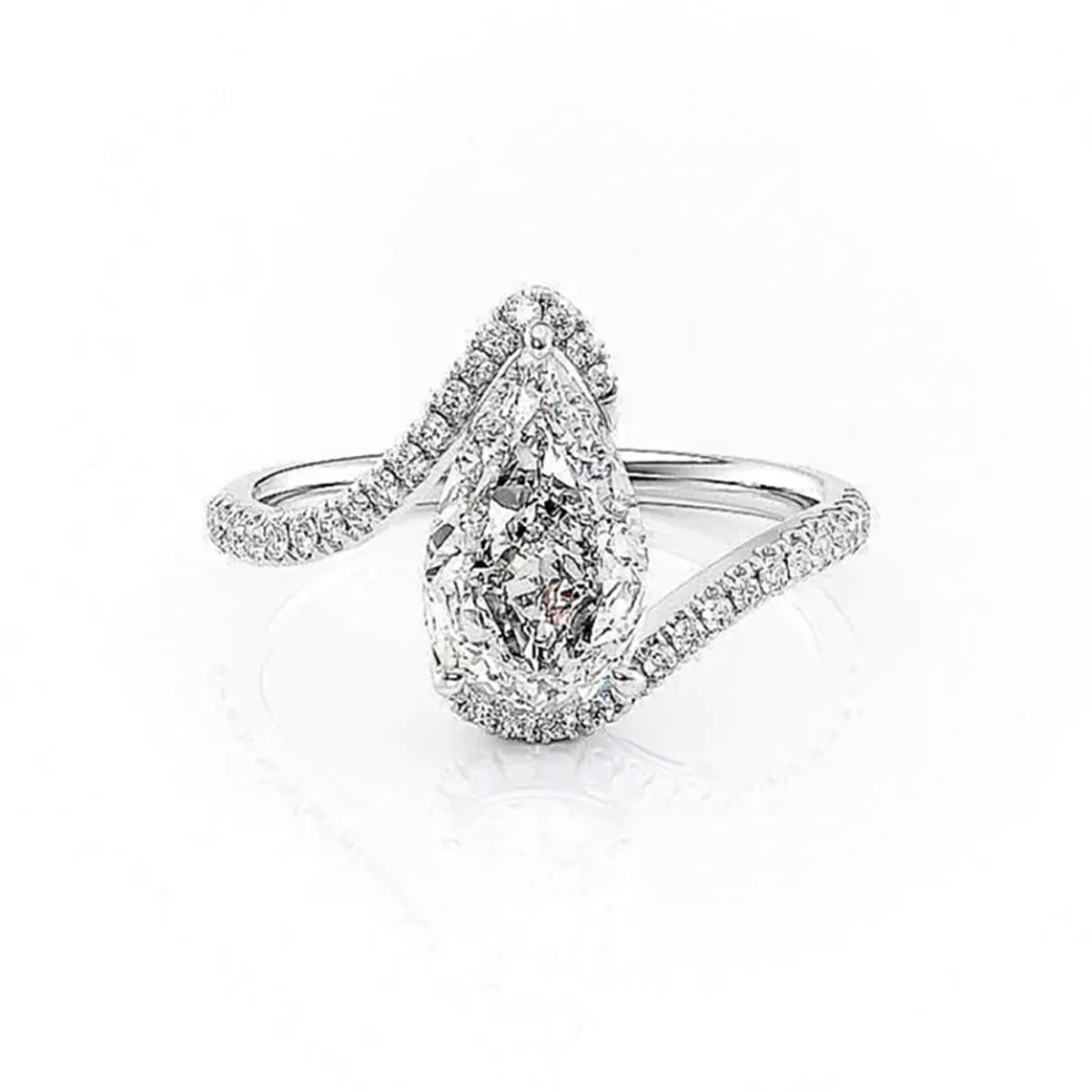 Wholesale Simple Style Water Droplets Copper Plating Inlay White Gold Plated Zircon Rings