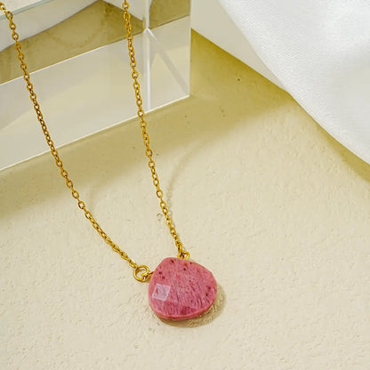 Wholesale Simple Style Water Droplets Stainless Steel Natural Stone Chain Pendant Necklace