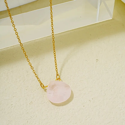 Wholesale Simple Style Water Droplets Stainless Steel Natural Stone Chain Pendant Necklace