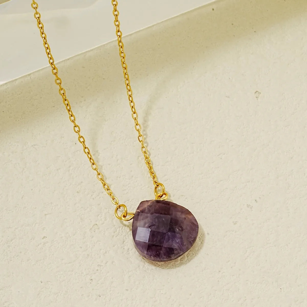 Wholesale Simple Style Water Droplets Stainless Steel Natural Stone Chain Pendant Necklace