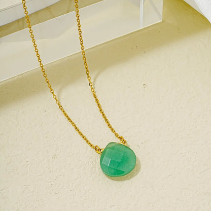 Wholesale Simple Style Water Droplets Stainless Steel Natural Stone Chain Pendant Necklace