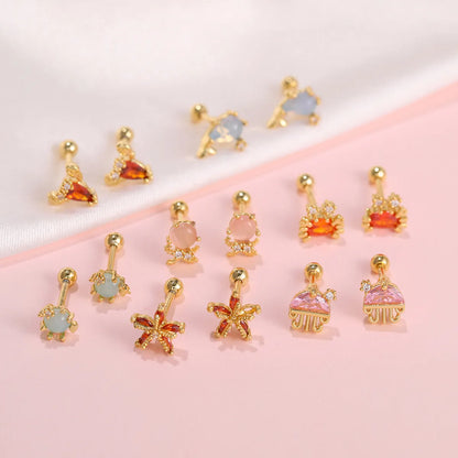 Wholesale Spin Ball Earring Gooddiy Marine Animal Ear Bone Studs Single