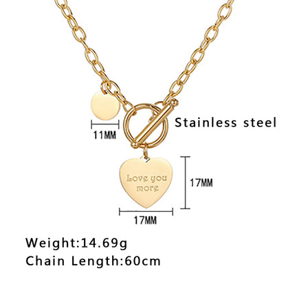 Wholesale Streetwear Heart Shape Titanium Steel Polishing Pendant Necklace