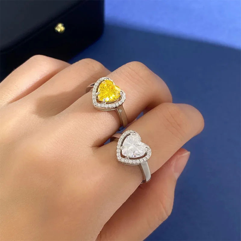 Wholesale Sweet Commute Shiny Heart Shape Copper Inlay 18K Gold Plated Zircon Open Rings