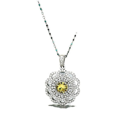 Wholesale Sweet Flower Stainless Steel Plating Inlay Zircon Pendant Necklace