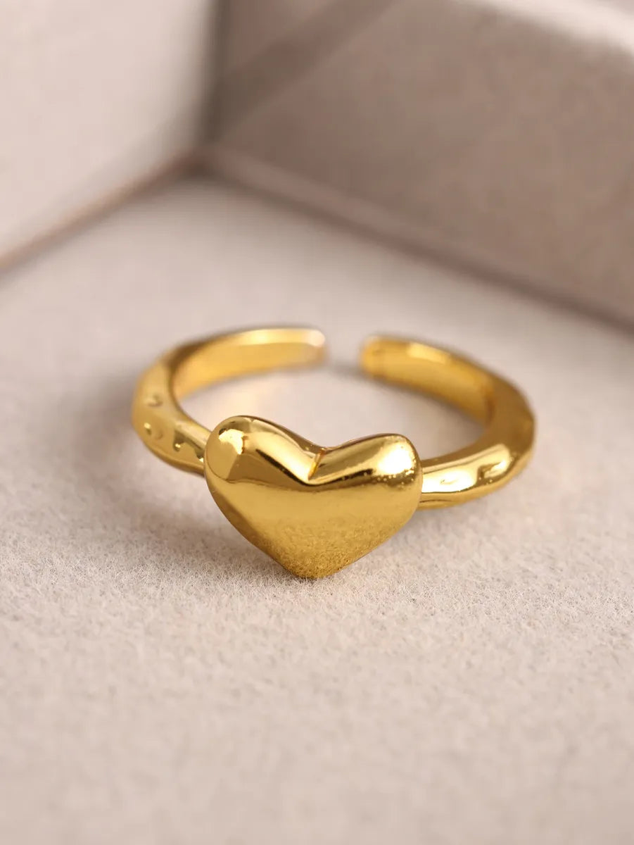 Wholesale Sweet Heart Shape Copper Plating 18k Gold Plated Open Rings