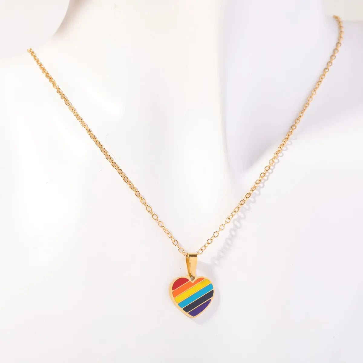 Sweet Rainbow Titanium Steel Plating 18k Gold Plated Pendant Necklace