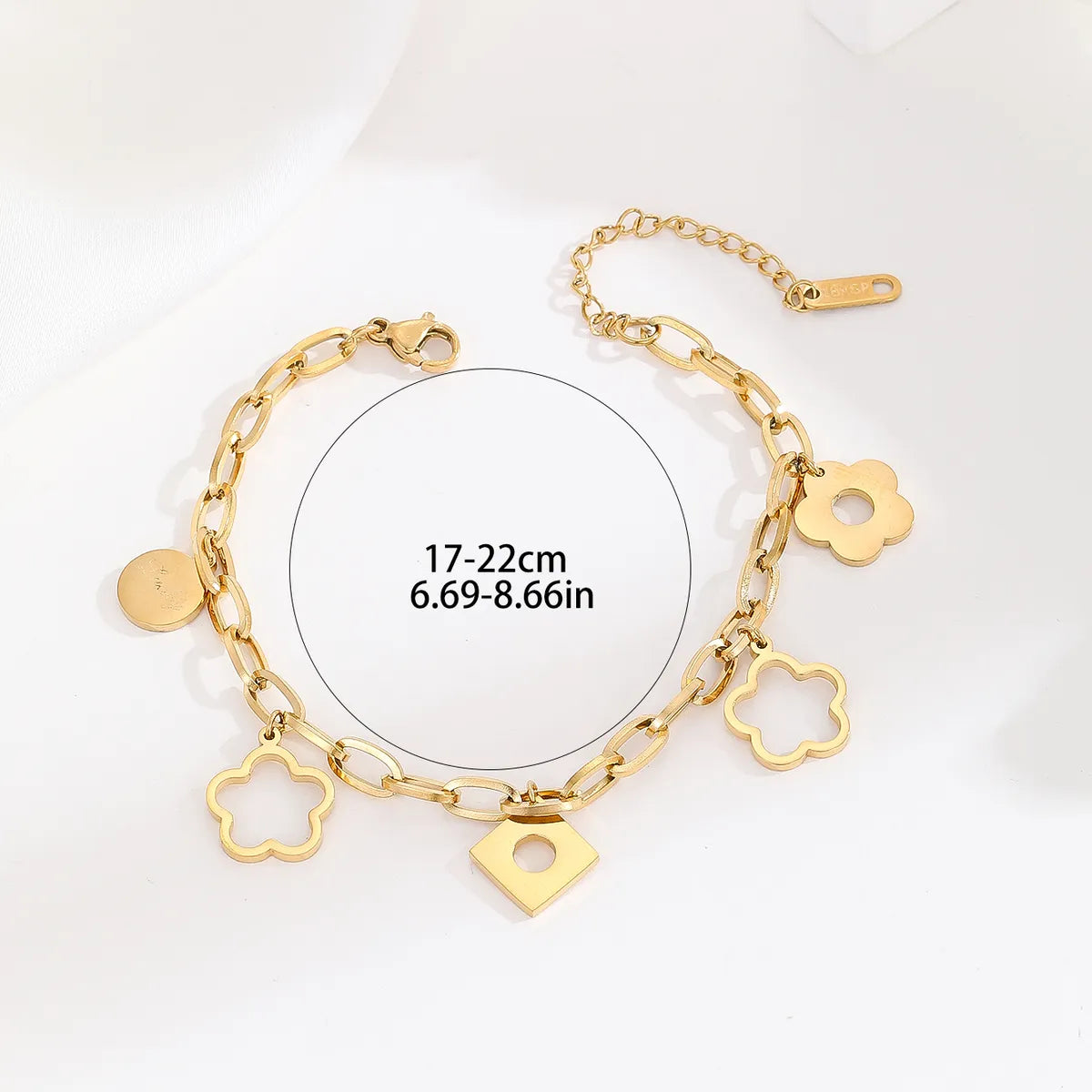 Wholesale Sweet Simple Style Flower Stainless Steel Plating Hollow Out 18k Gold Plated Bracelets