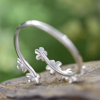 Wholesale Sweet Simple Style Flower Sterling Silver Plating Open Ring