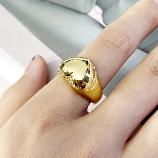 Wholesale Vacation Classic Style Commute Heart Shape Stainless Steel Plating Gold Plated Rings