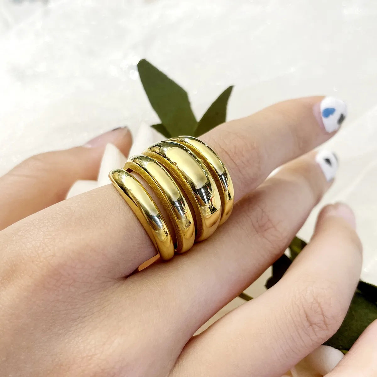 Vacation Modern Style Classic Style Solid Color Stainless Steel Plating Gold Plated Rings