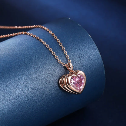 Wholesale Vacation Sweet Heart Shape Copper Plating Inlay Rose Gold Plated White Gold Plated Zircon Pendant Necklace