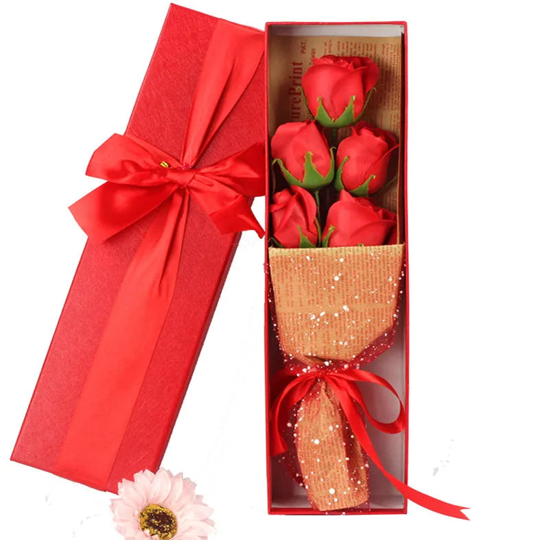 Wholesale Valentine'S Day Mother'S Day Gift 5 Soap Bouquet Simulation Rose Gift Box