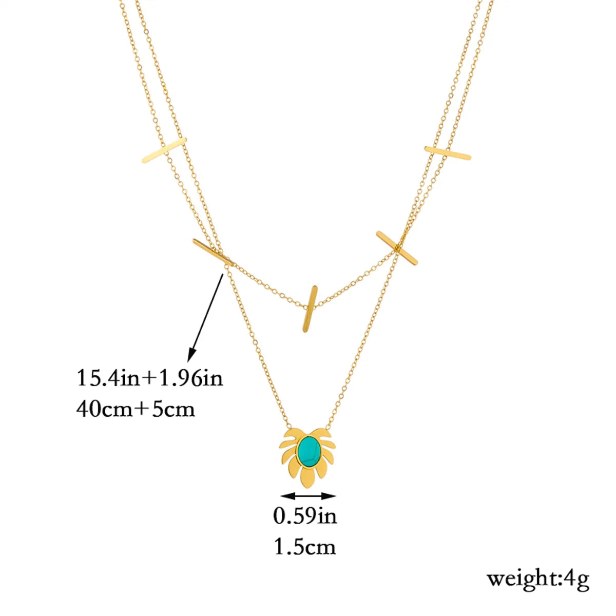 Wholesale Vintage Style Color Block Titanium Steel Plating 18k Gold Plated Pendant Necklace