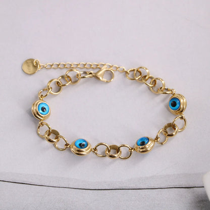 Wholesale Vintage Style Devil'S Eye Titanium Steel Glass Bracelets