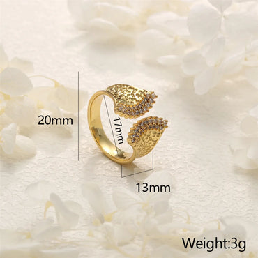 Wholesale Vintage Style Ethnic Style Solid Color Copper Plating Inlay 18K Gold Plated Zircon Open Rings