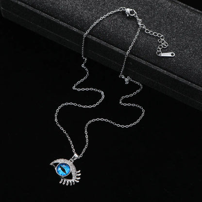 Wholesale Vintage Style Eye Stainless Steel Titanium Steel Plating Inlay Zircon Pendant Necklace